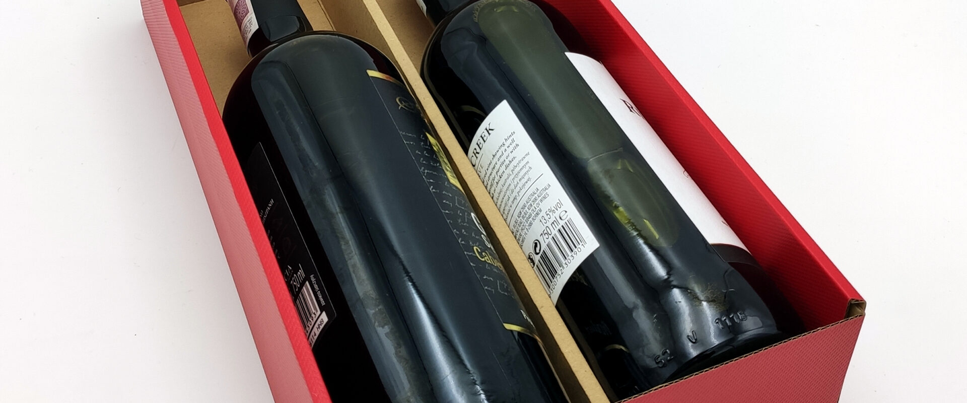 Pudełko kartonowe na dwie butelki wina z przegródką